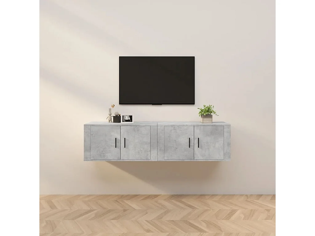 Meubles TV muraux 2 pcs gris béton 80x34,5x40