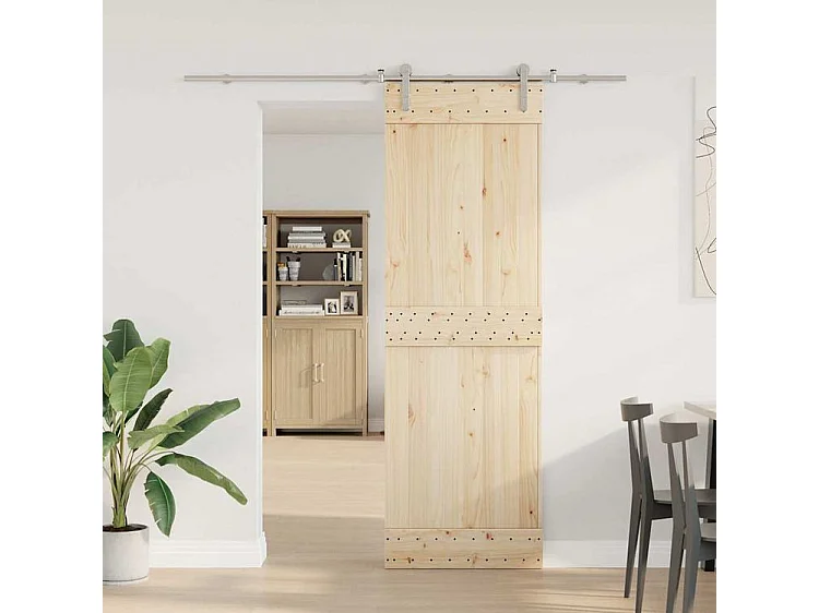 Kit fixation porte coulissante 200cm Acier inoxydable Argenté