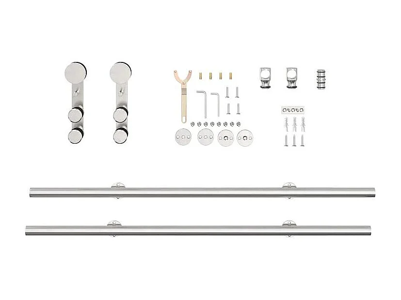Kit fixation porte coulissante 200cm Acier inoxydable Argenté