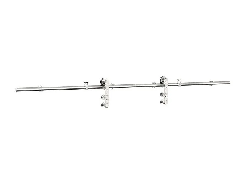 Kit fixation porte coulissante 200cm Acier inoxydable Argenté