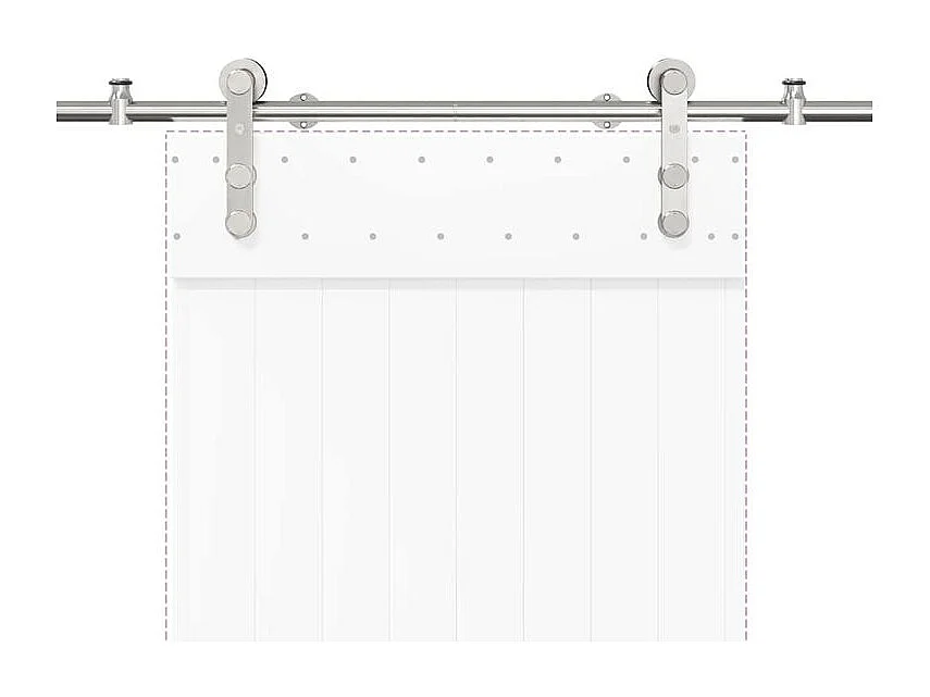 Kit fixation porte coulissante 200cm Acier inoxydable Argenté