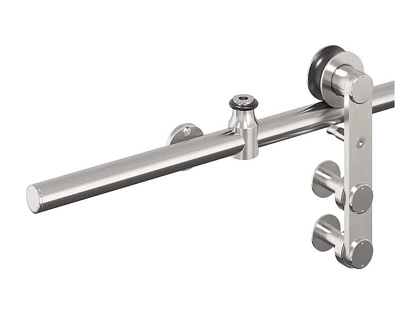 Kit fixation porte coulissante 200cm Acier inoxydable Argenté
