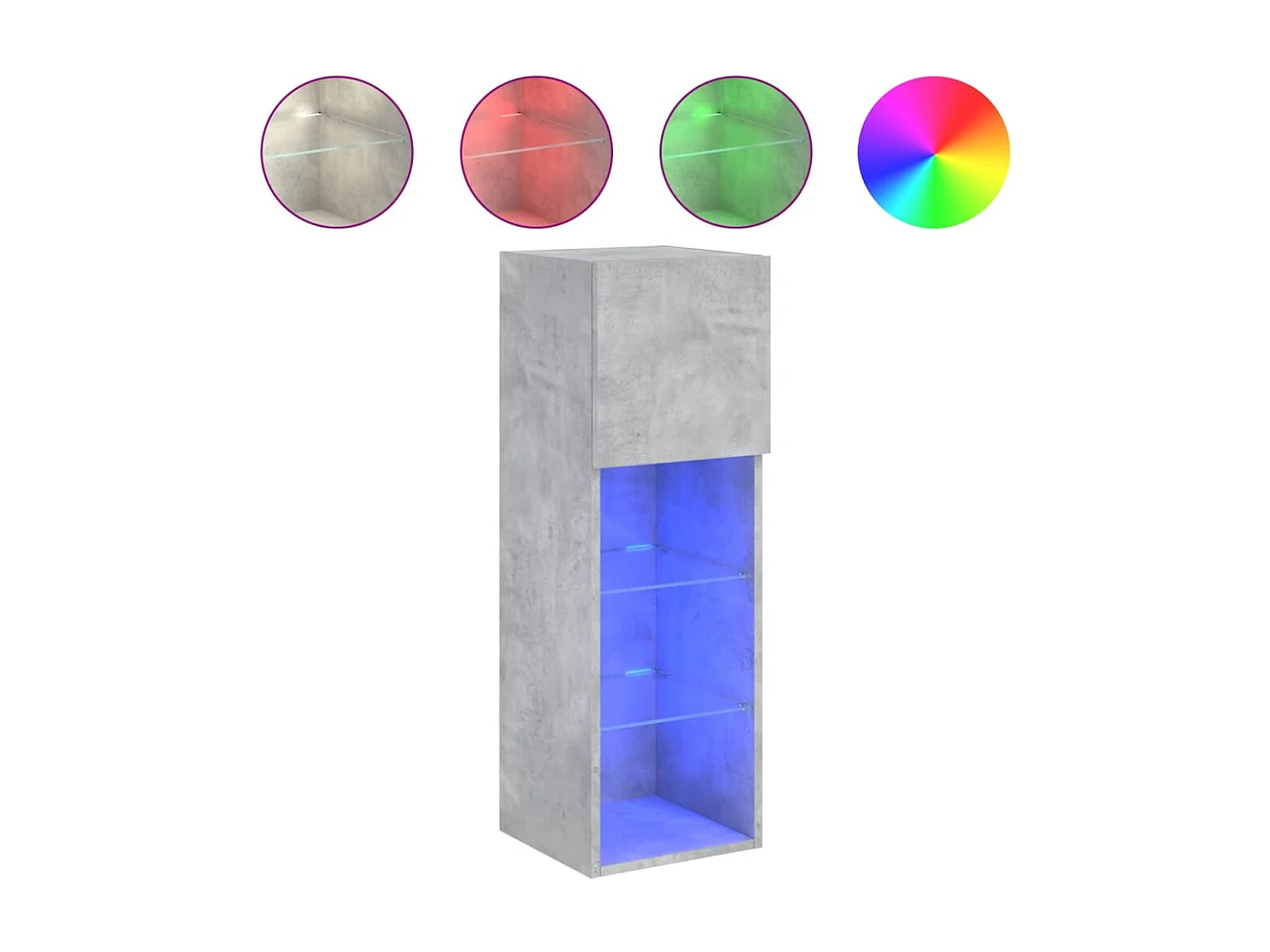 Meubles TV avec lumières LED 2 pcs gris béton 30,5x30x90
