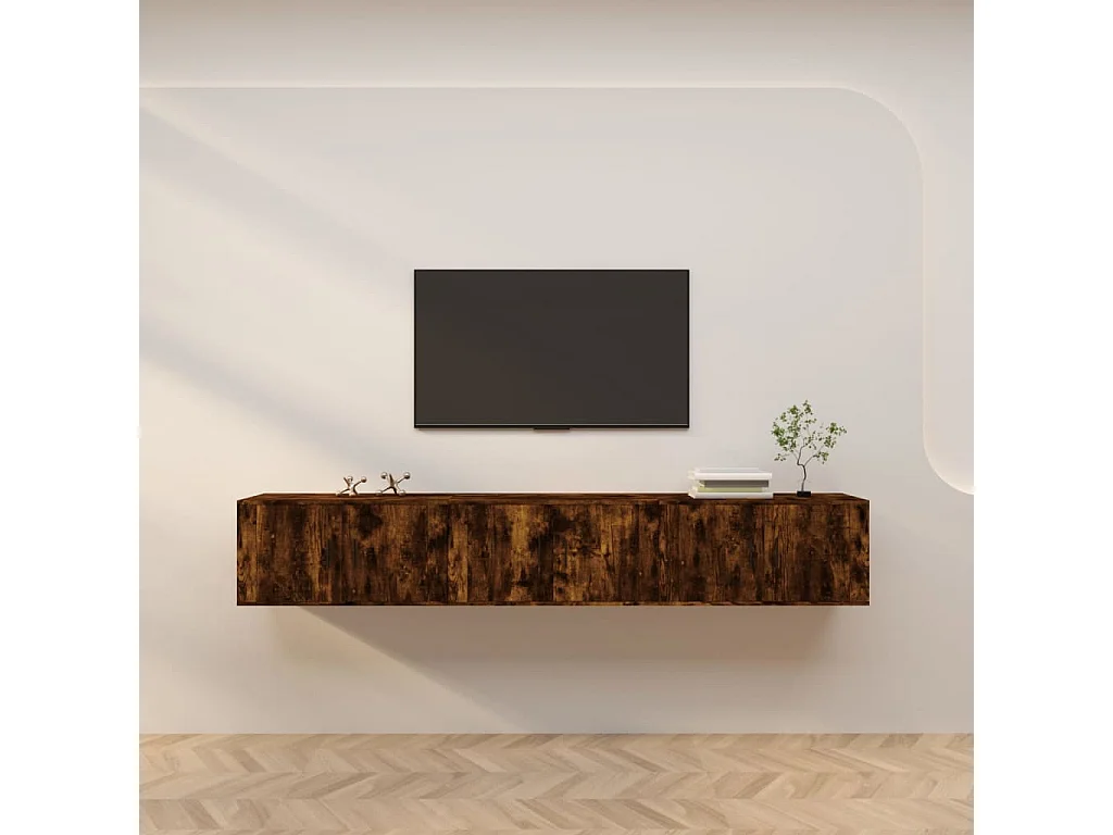 Meubles TV muraux 3 pcs chêne fumé 80x34,5x40