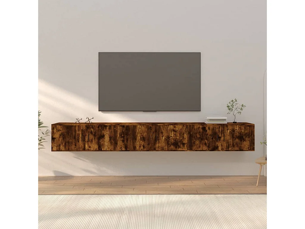 Meubles TV muraux 3 pcs chêne fumé 100x34,5x40
