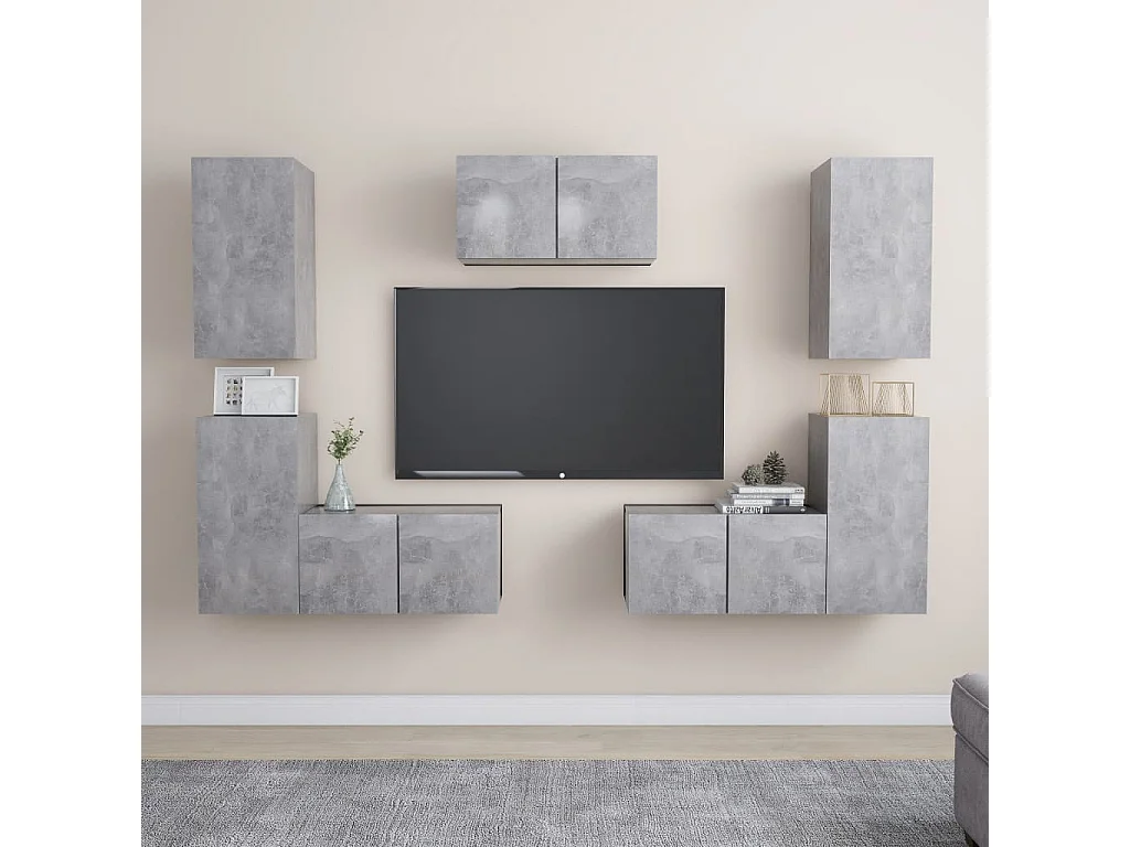 Ensemble de meubles TV 7 pcs Gris béton