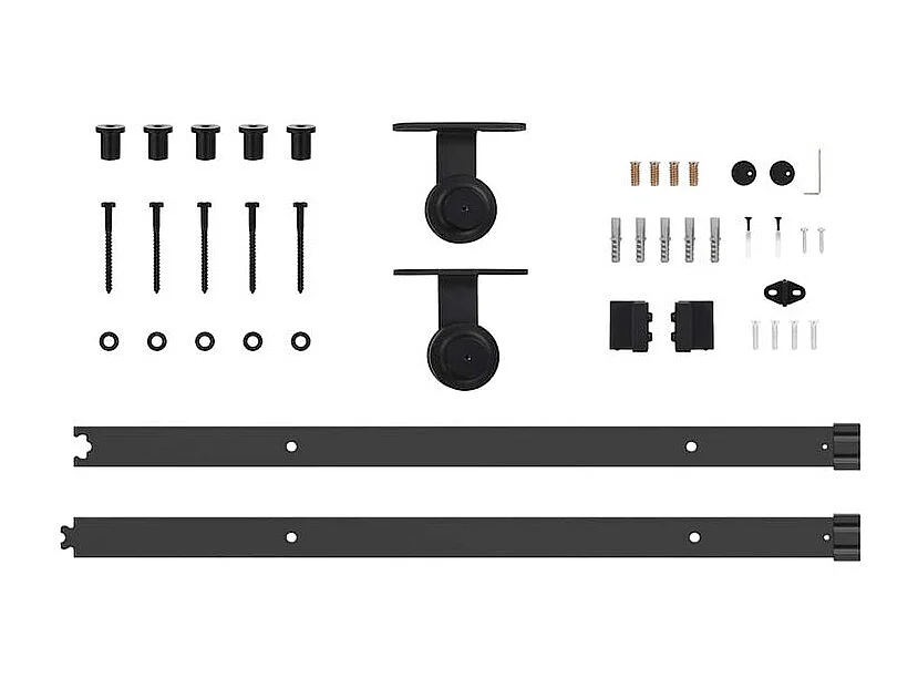 Kit de quincaillerie de porte coulissante 152,5cm acier noir