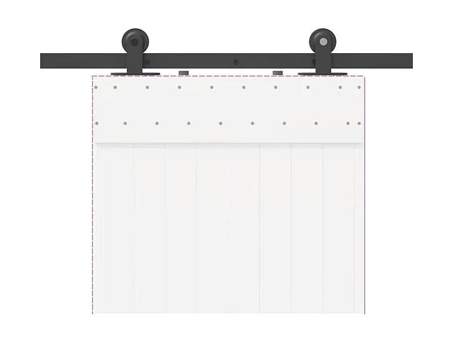 Kit de quincaillerie de porte coulissante 152,5cm acier noir