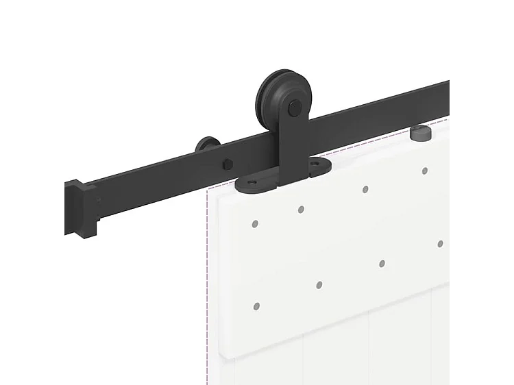 Kit de quincaillerie de porte coulissante 152,5cm acier noir