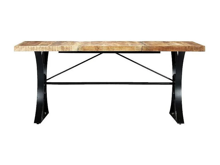 Table manguier massif clair et pieds métal noir Ylence 180cm