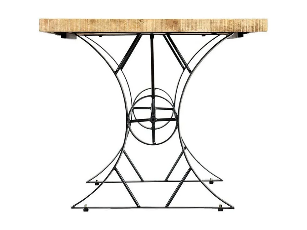 Table manguier massif clair et pieds métal noir Ylence 180cm