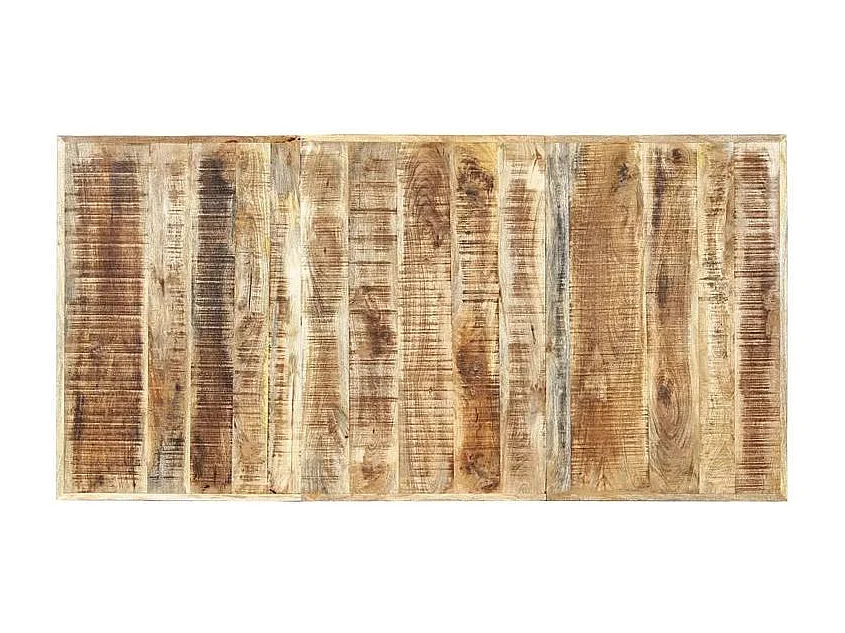 Table manguier massif clair et pieds métal noir Ylence 180cm