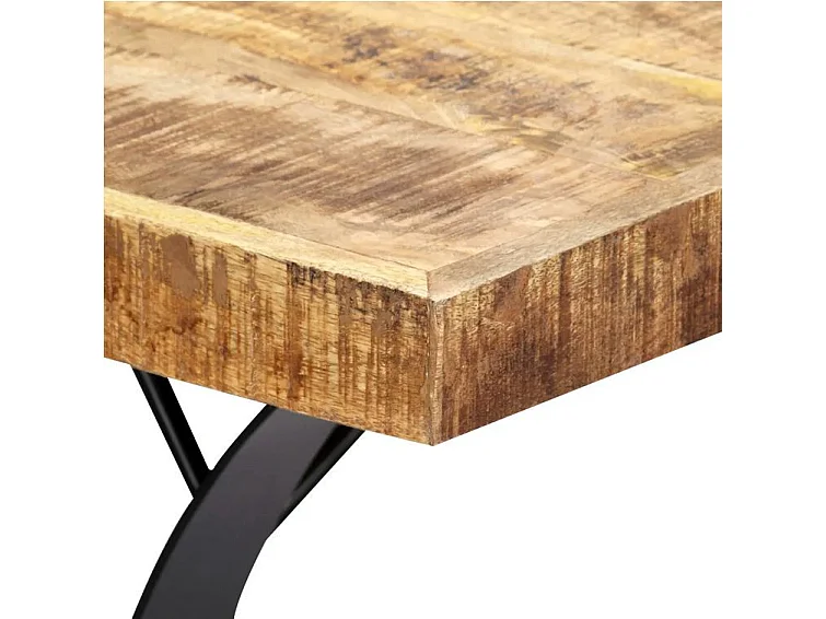 Table manguier massif clair et pieds métal noir Ylence 180cm