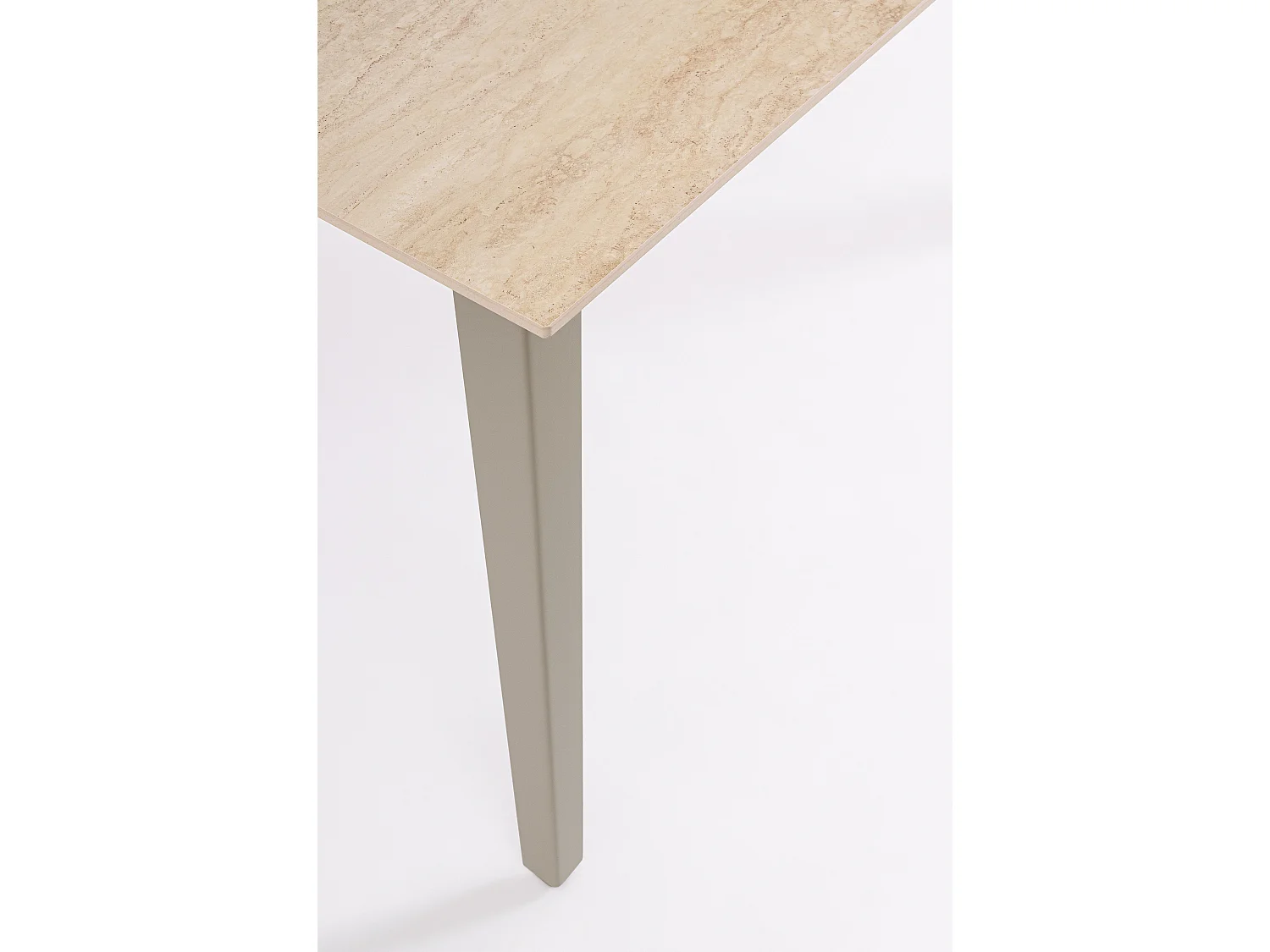 Table rectangulaire ARJETA 140cm – grès cérame effet marbre & pieds acier-Taupe