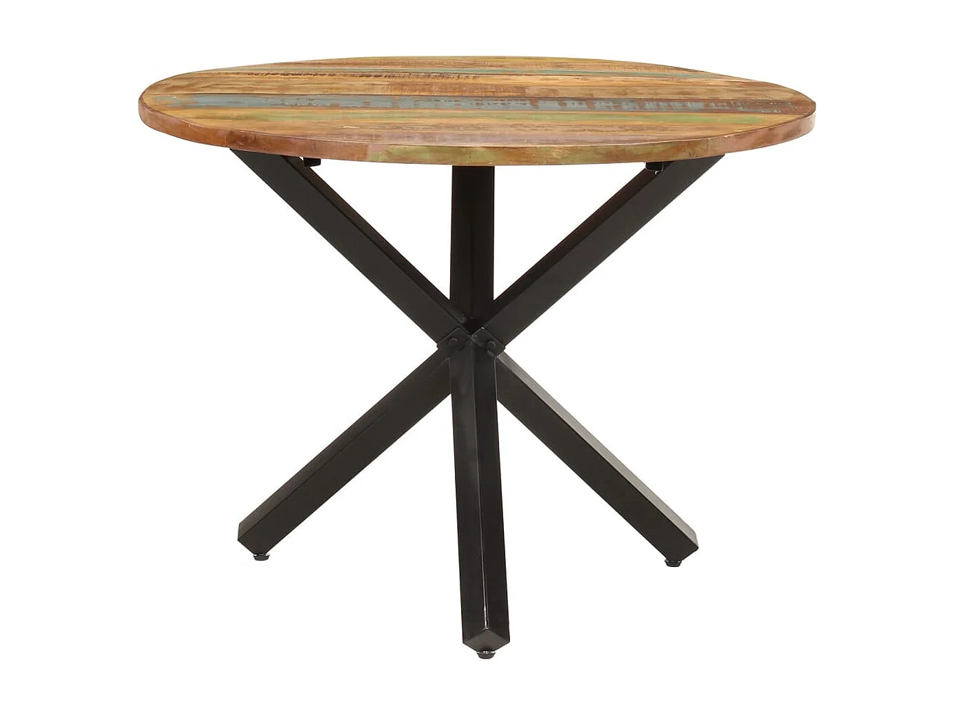 Table à dîner ronde 100x100x75 Bois de récupération massif