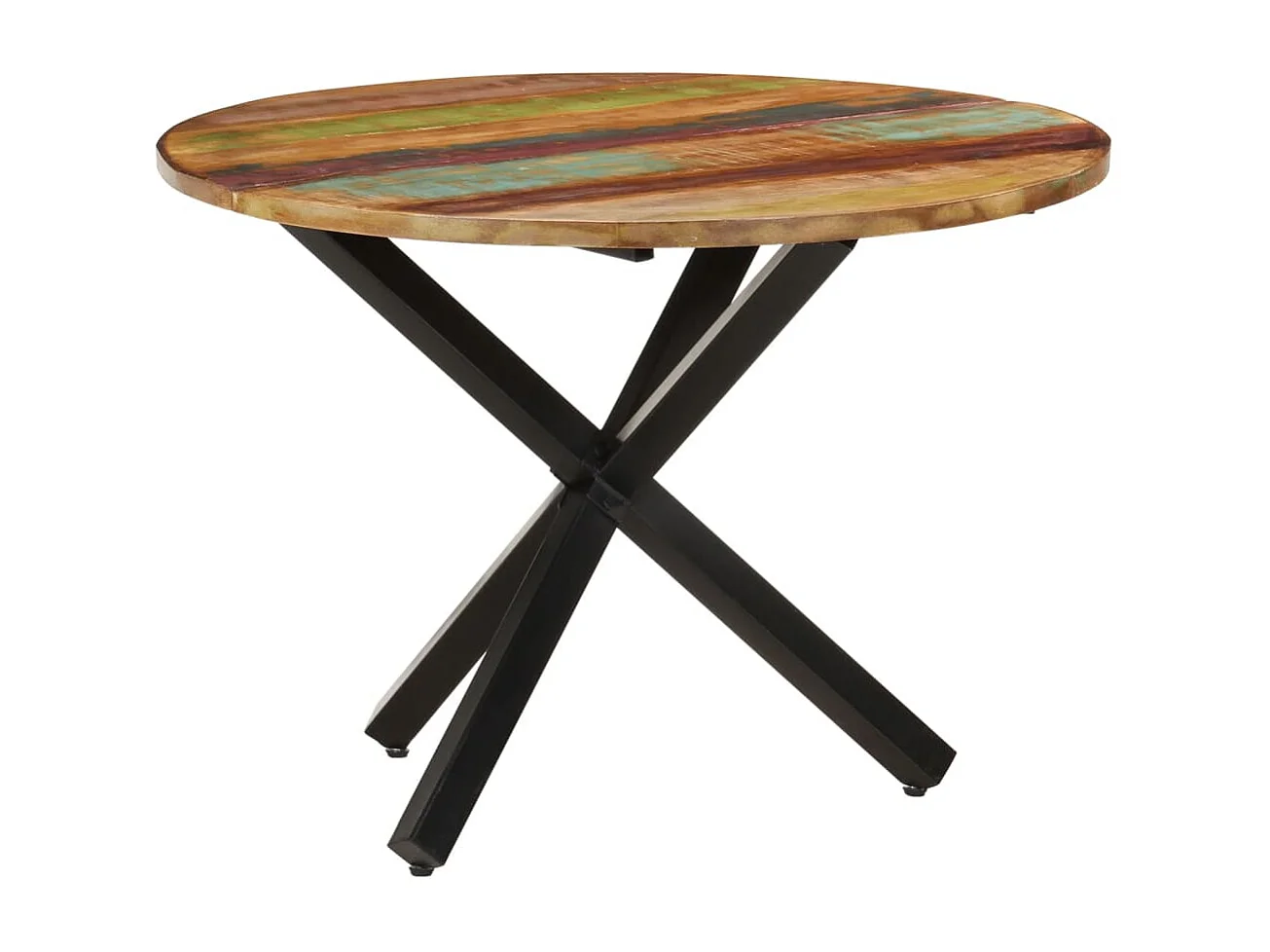 Table à dîner ronde 100x100x75 Bois de récupération massif