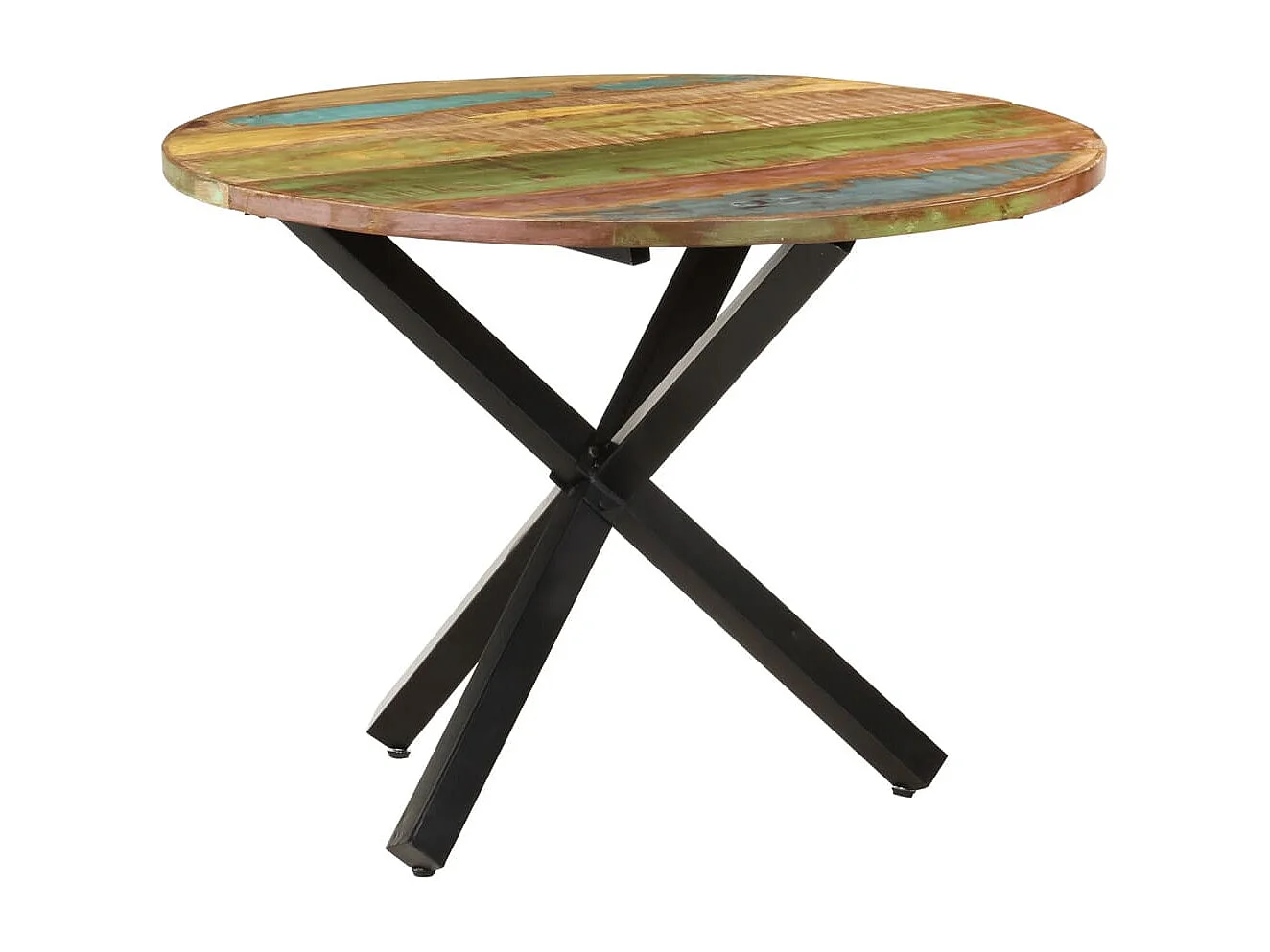 Table à dîner ronde 100x100x75 Bois de récupération massif