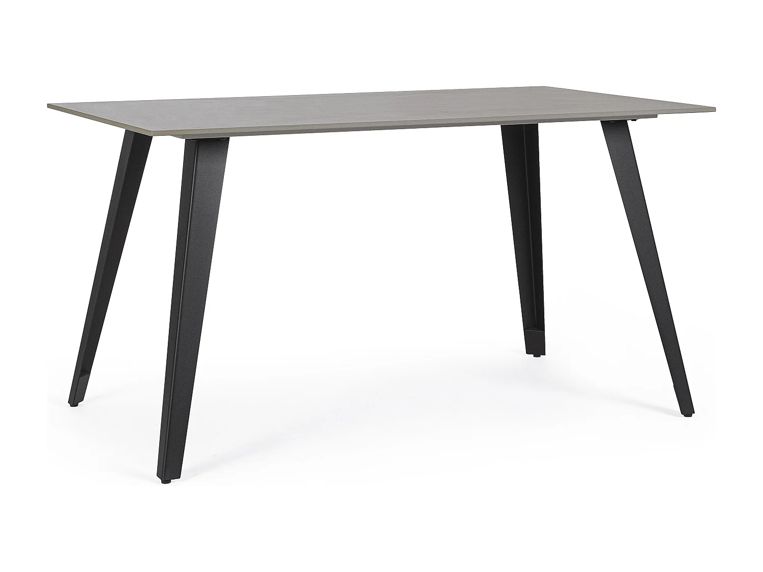 Table rectangulaire ARJETA 140cm – grès cérame effet marbre & pieds acier-Noir
