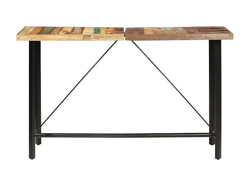 Table haute bois de récupération et pieds métal noir Reema 180cm