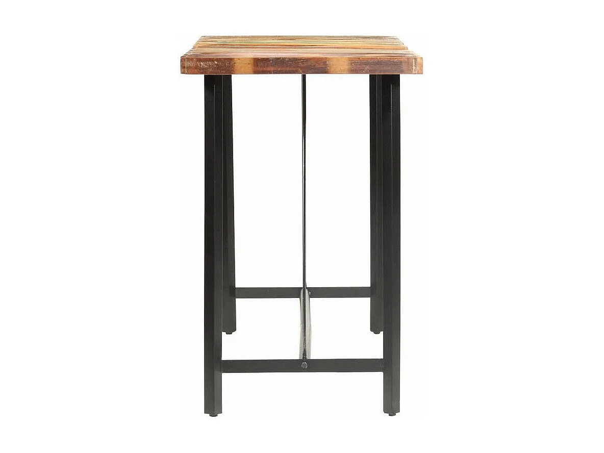 Table haute bois de récupération et pieds métal noir Reema 180cm
