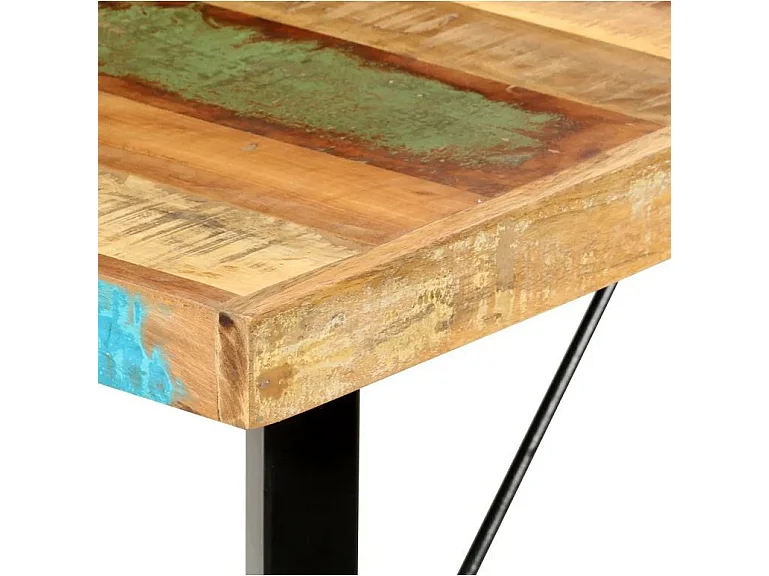Table haute bois de récupération et pieds métal noir Reema 180cm
