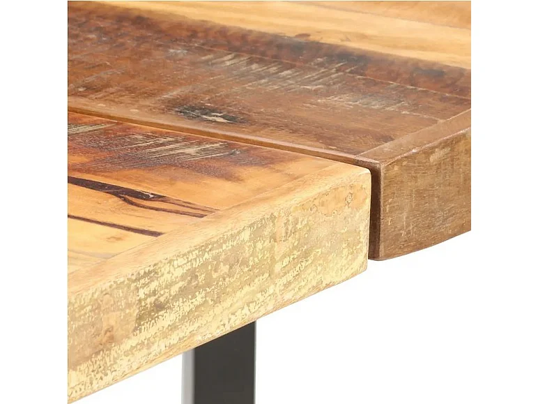 Table haute bois de récupération et pieds métal noir Reema 180cm