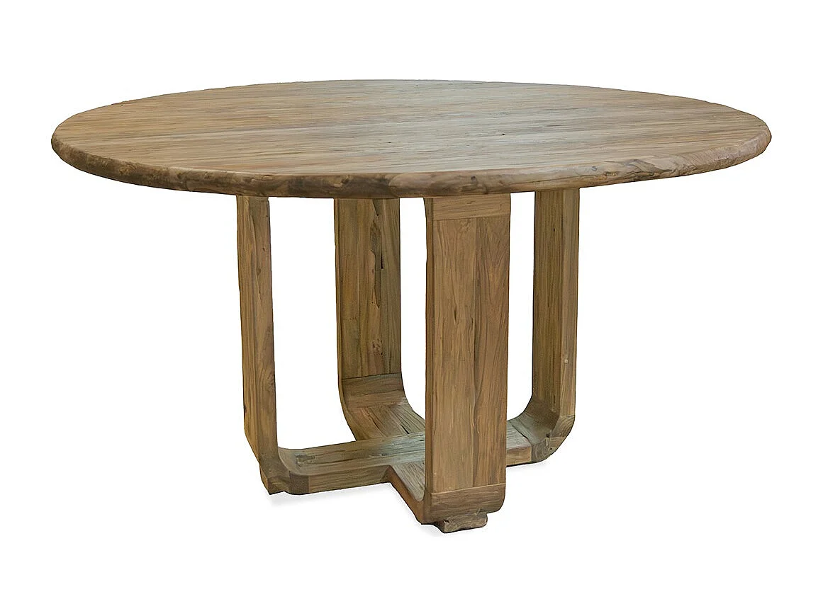 Table de salle à manger ronde teck recyclé ATLAS Ø130cm – 6 places