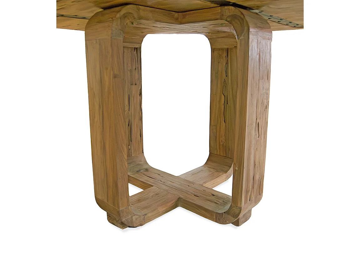 Table de salle à manger ronde teck recyclé ATLAS Ø130cm – 6 places