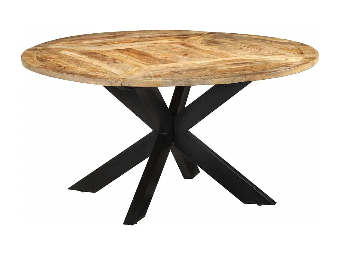 Table à dîner Ø150x76 bois de manguier massif brut