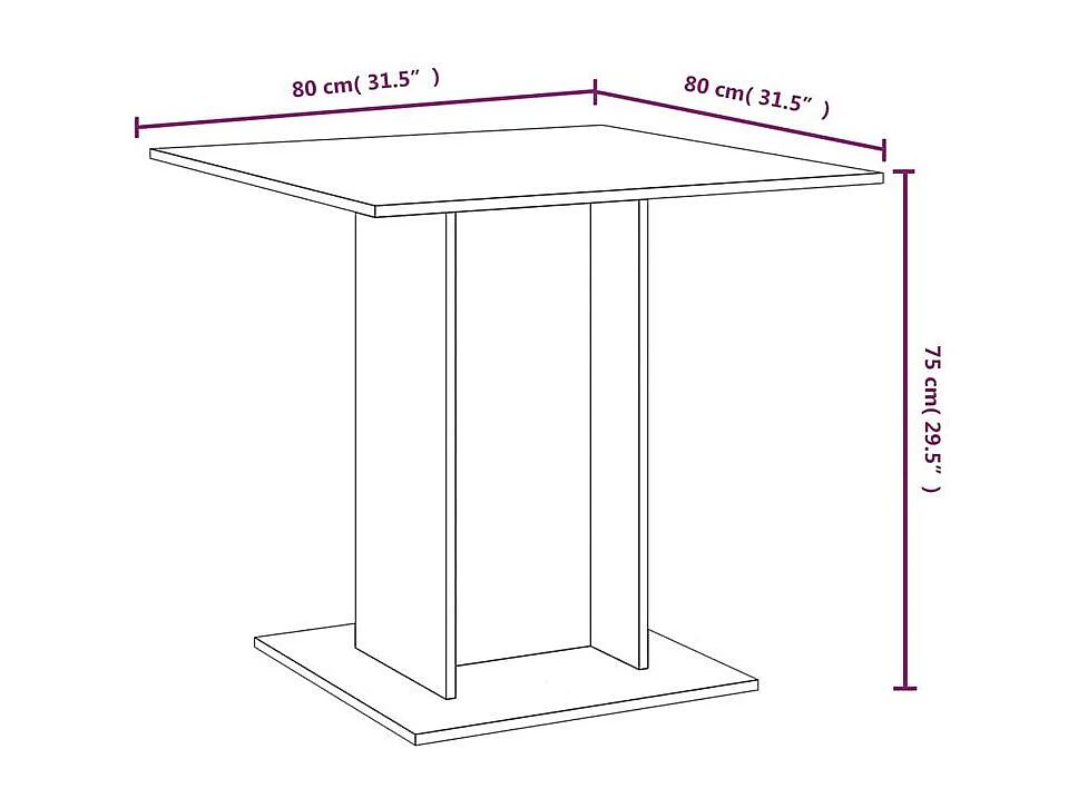 Table à dîner Chêne marron 80x80x75 Bois d'ingénierie
