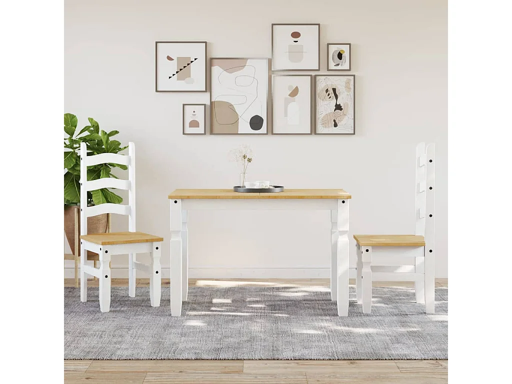 Table à manger Corona blanc 112x60x75 bois massif de pin