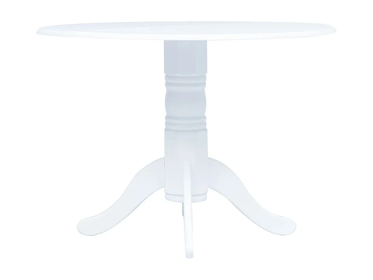 Table à manger ronde Blanc 106cm Bois d'hévéa massif