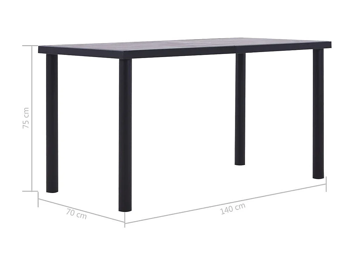 Table de salle à manger Noir et gris béton 140x70x75 MDF