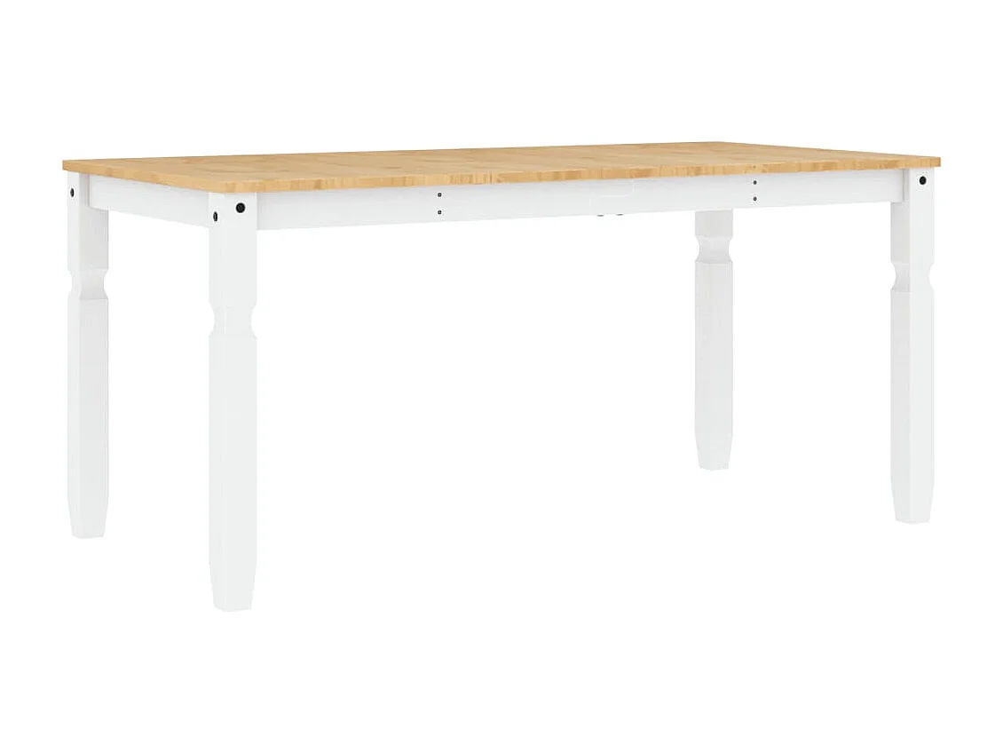 Table à manger Corona blanc 160x80x75 bois massif de pin