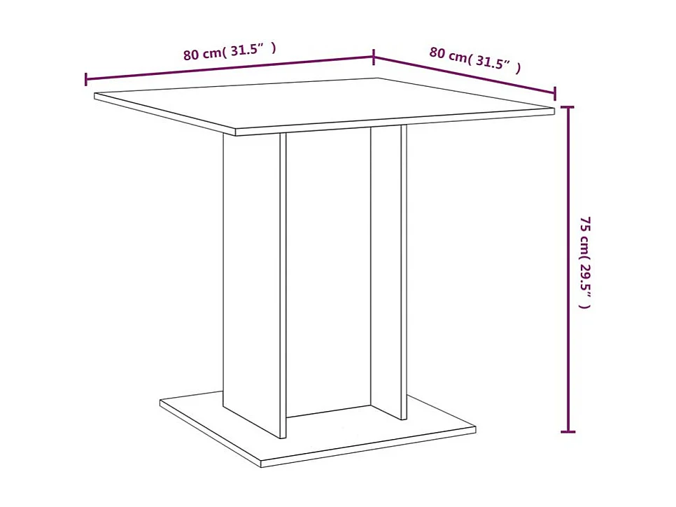 Table à dîner Chêne fumé 80x80x75 Bois d'ingénierie