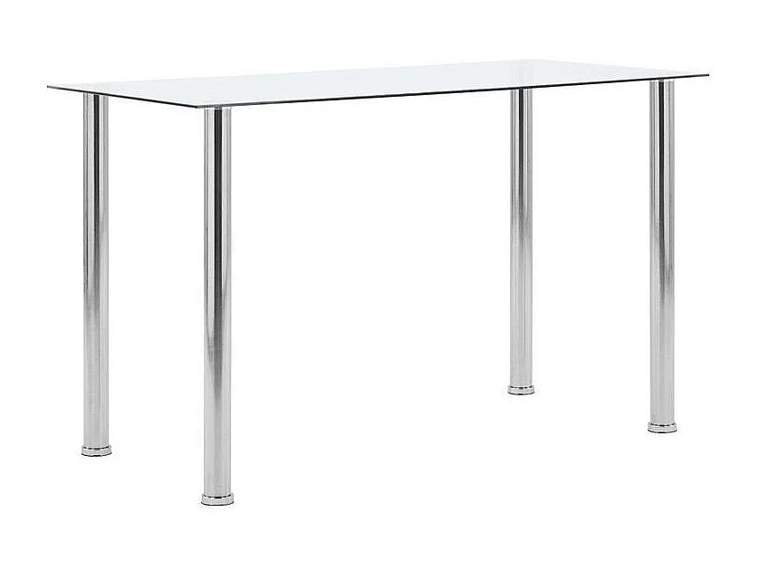 Table à manger verre transparent et pieds métal argenté Ronjo 120cm