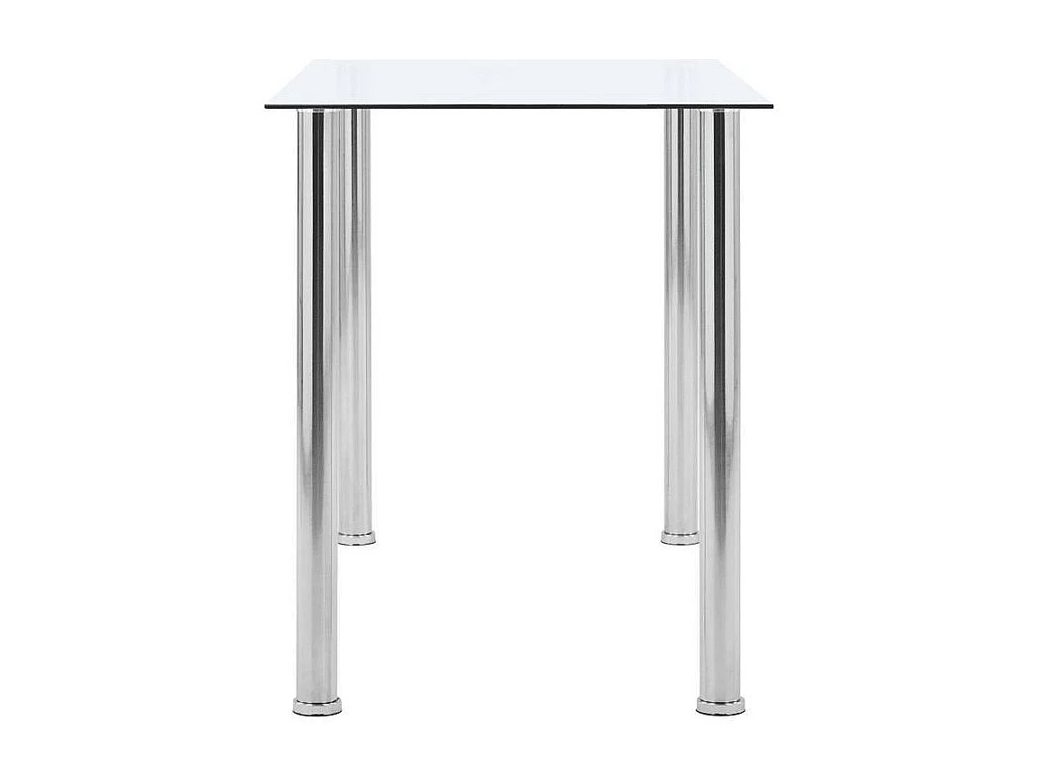 Table à manger verre transparent et pieds métal argenté Ronjo 120cm