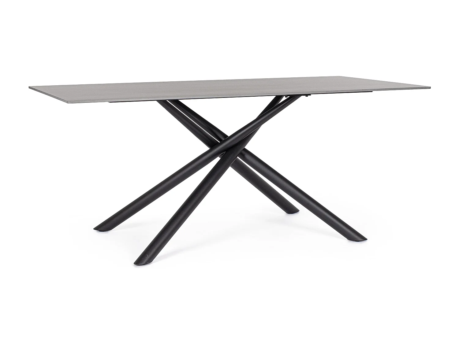 Table à manger ARGITA 180cm – Grès effet marbre & pieds acier réglables - 8 places-Gris