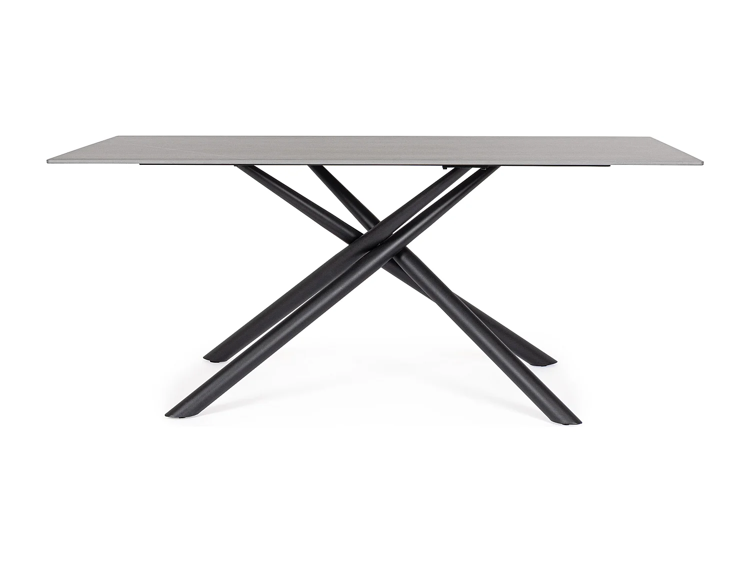 Table à manger ARGITA 180cm – Grès effet marbre & pieds acier réglables - 8 places-Gris