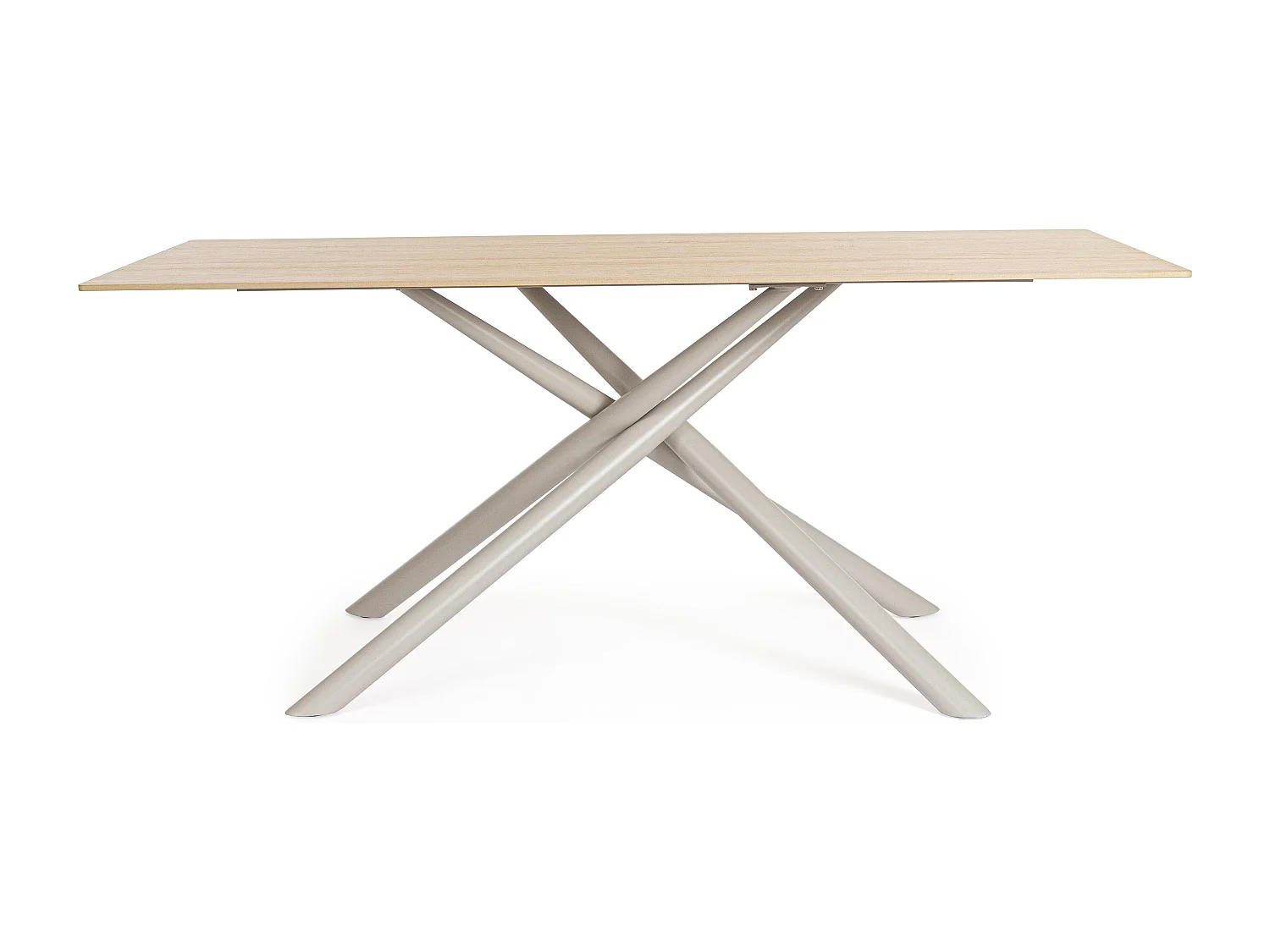 Table à manger ARGITA 180cm – Grès effet marbre & pieds acier réglables - 8 places-Gris