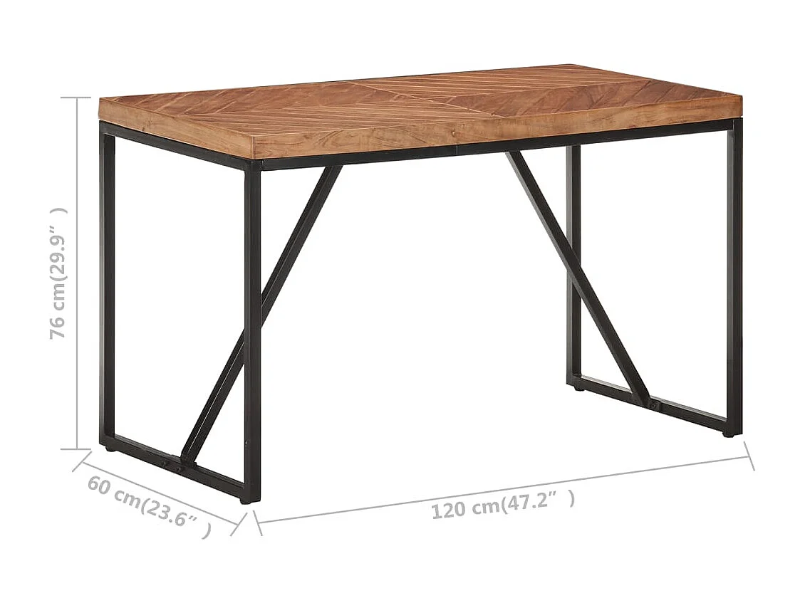 Table à dîner 120x60x76 Bois solide d'acacia et de manguier 2