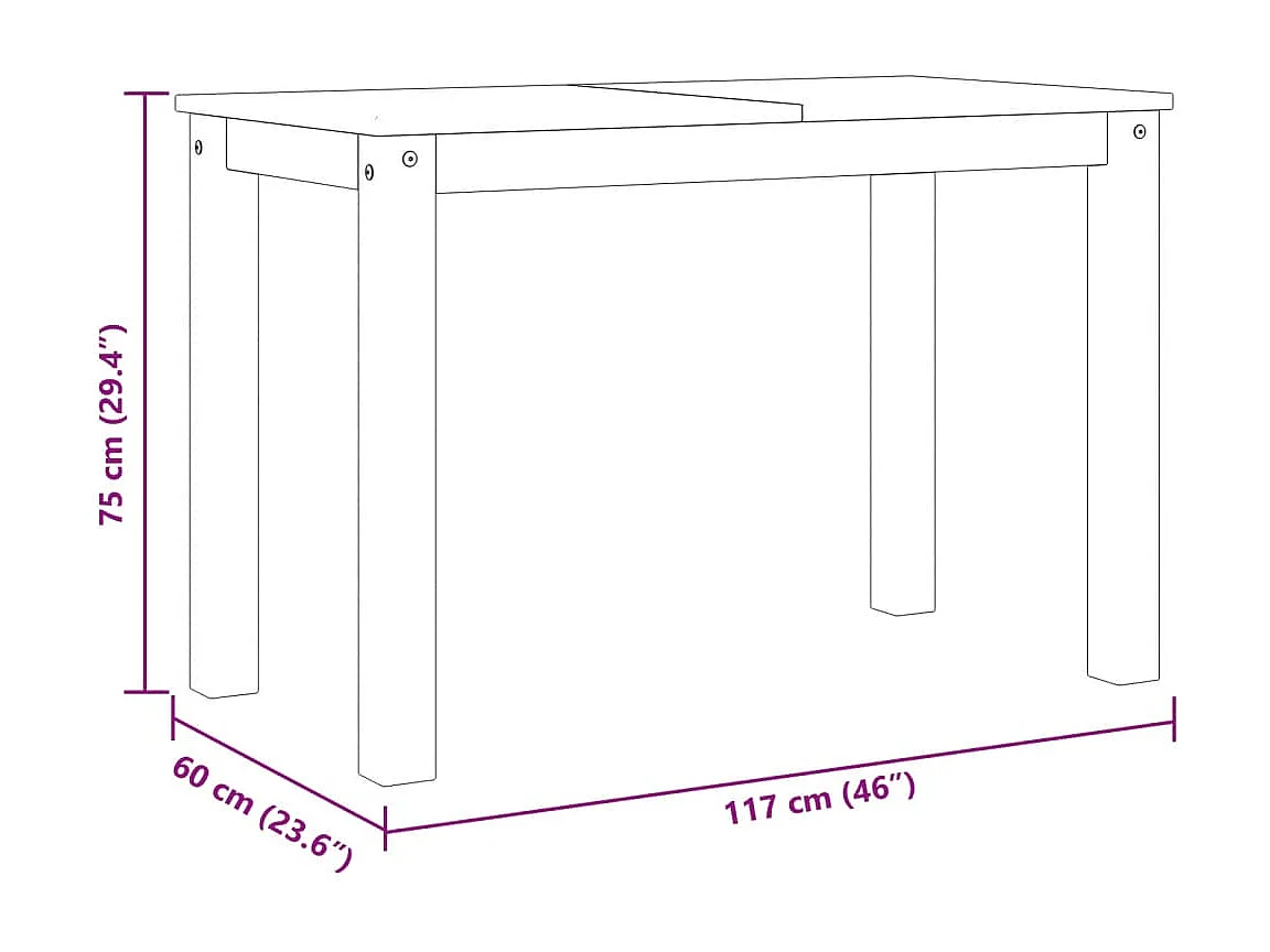 Table à manger en boi de pin maif Autika – Élégance rutique et polyvalence-Blanc-Largeur 117 cm