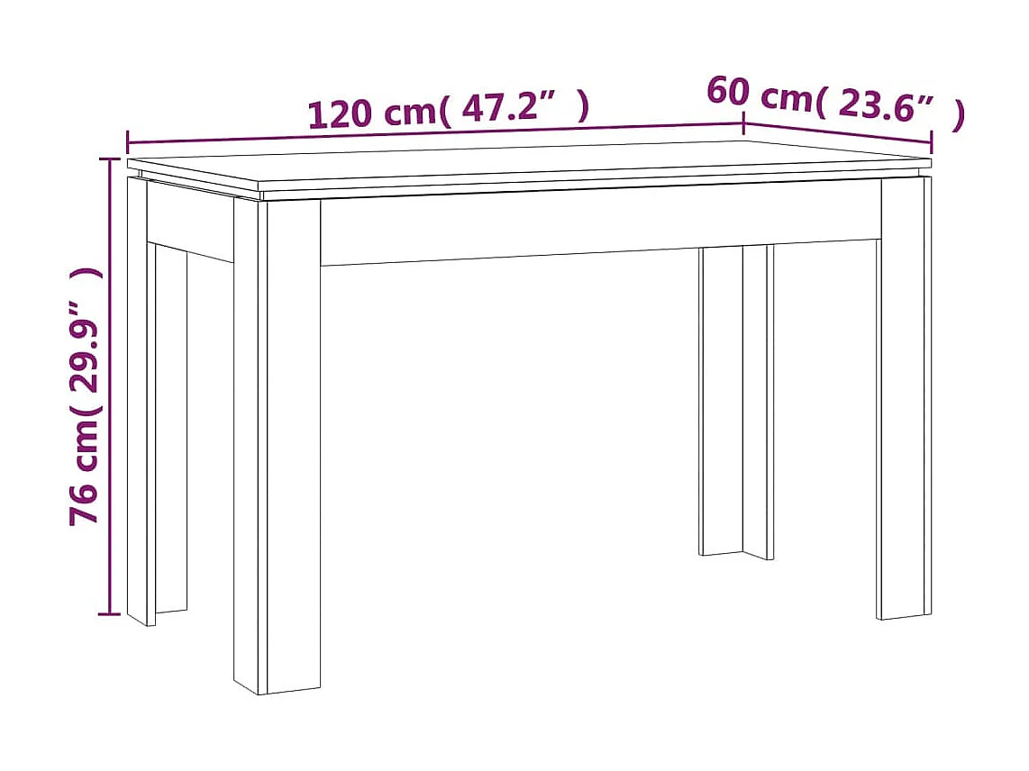 Table à dîner Chêne fumé 120x60x76 Bois d'ingénierie