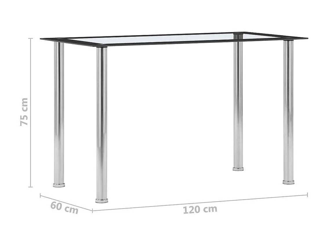 Table à dîner Noir et transparent 120x60x75 Verre trempé
