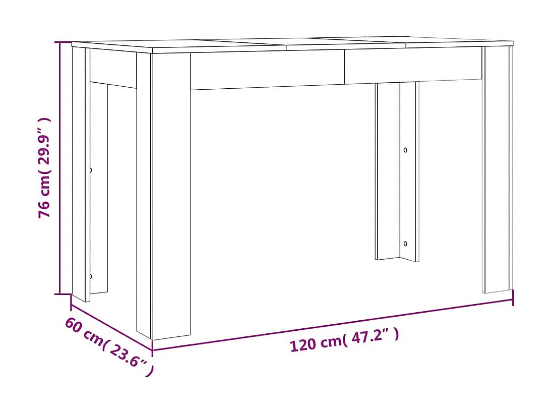 Table à dîner chêne fumé 120x60x76 bois d'ingénierie