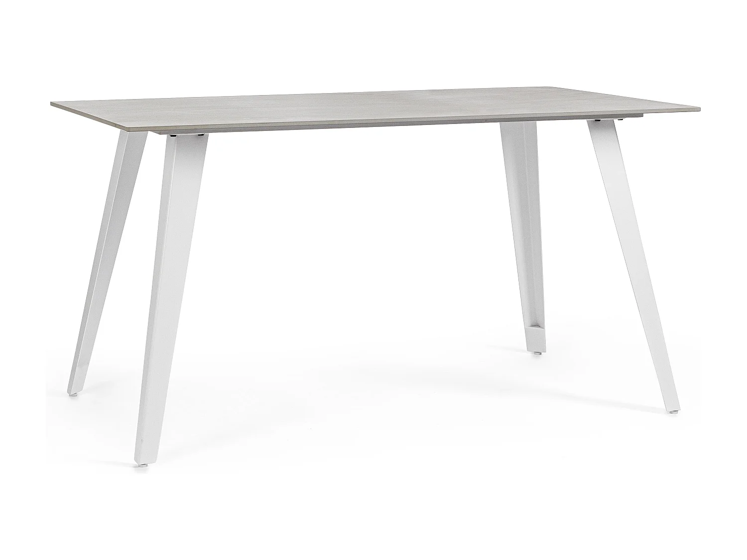 Table rectangulaire ARJETA 140cm – grès cérame effet marbre & pieds acier-Blanc
