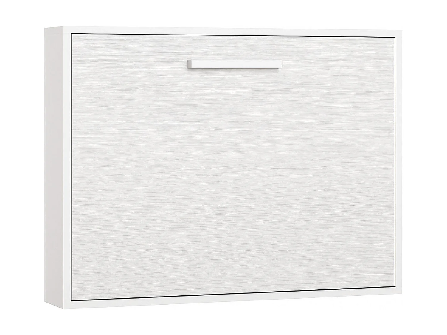 Lit escamotable horizontal OPTIMA-Avec matelas-80x180-Cadre Blanc-Façade Chêne blanc
