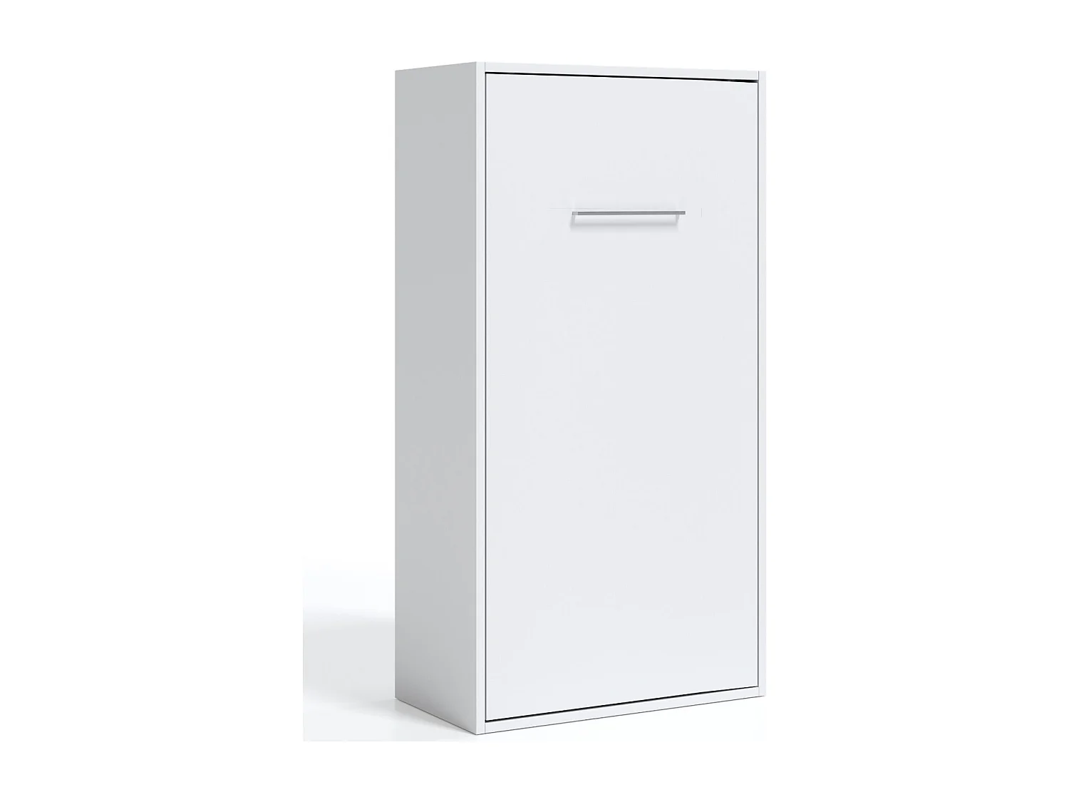 Lit escamotable superposé vertical 2 couchages 80x190 Liker-2 matelas-Cadre Blanc-Façade Blanche