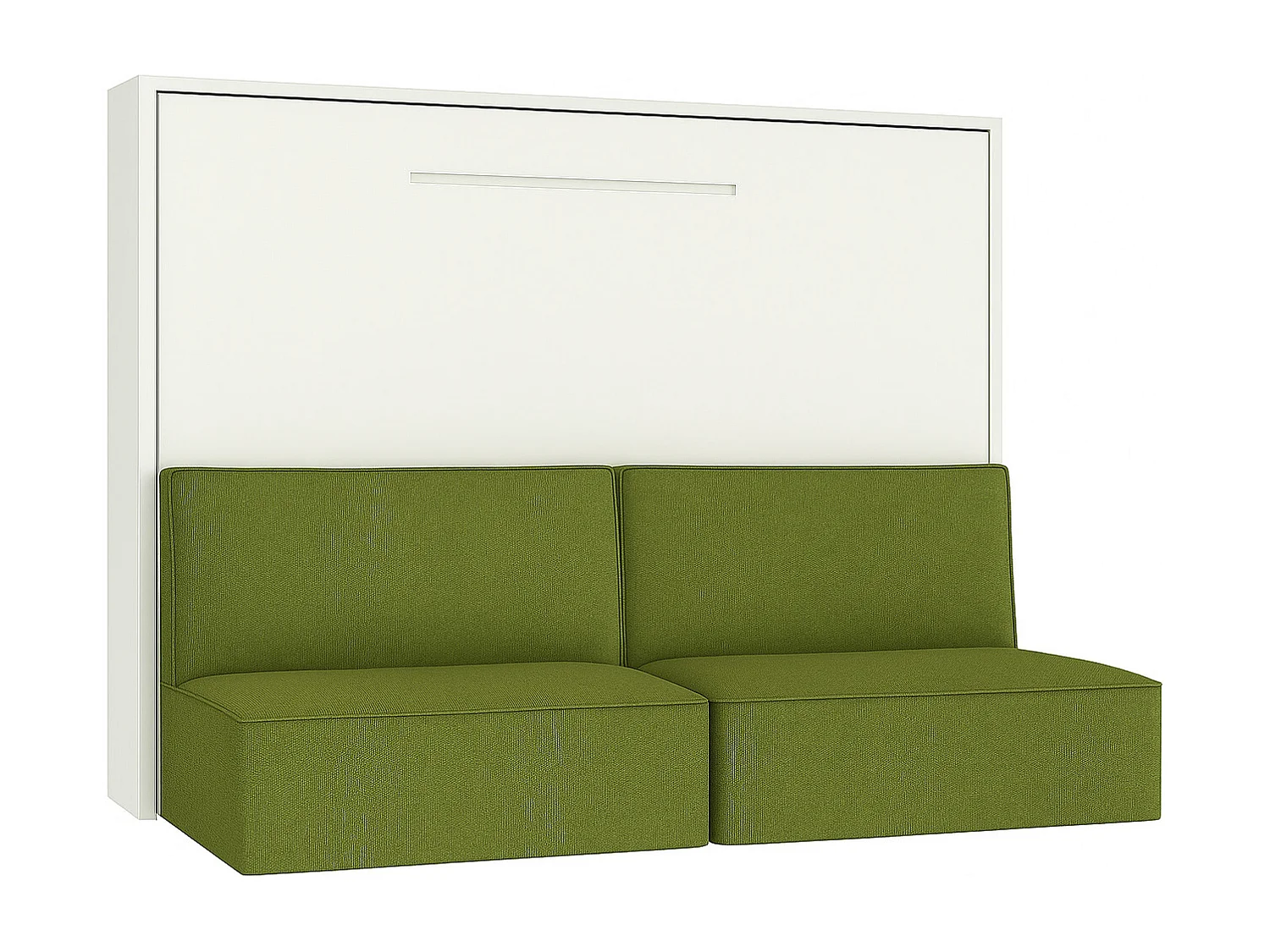 Lit escamotable horizontal avec banquette & coffres LOGIA-140x190-Canapé Vert pistache-Structure Blanche