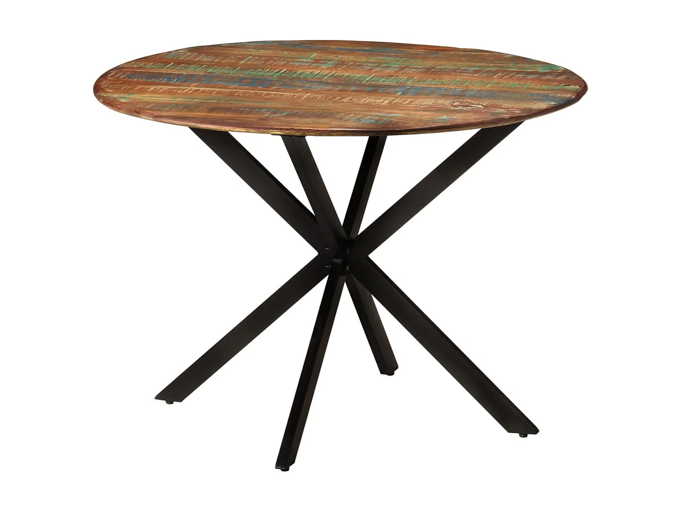 Table à dîner Ø110x78 Bois de récupération massif et acier